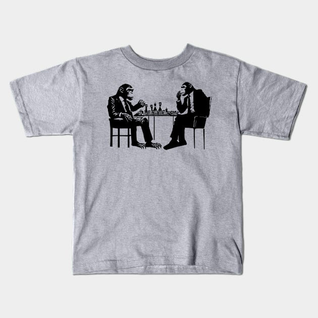 monkeys PLAY CHESS Kids T-Shirt by lkn